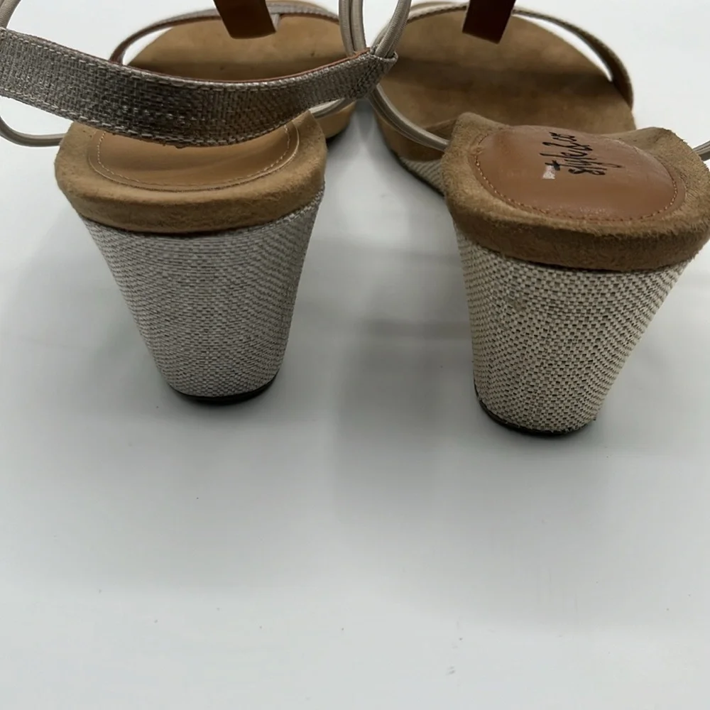 STYLE & CO Womens Beige Slip Resistant Mulan Wedge Slip On Slingback Sandal - Picture 4 of 6